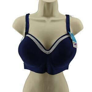 Hanes Foam Evolution Wireless Bra SmoothTec Band Navy/Sterling Grey L